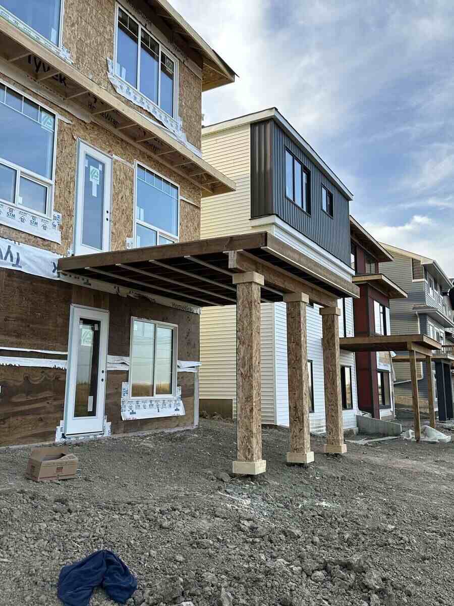 Deck under construction Edmonton Alberta — TrueBlue Builders